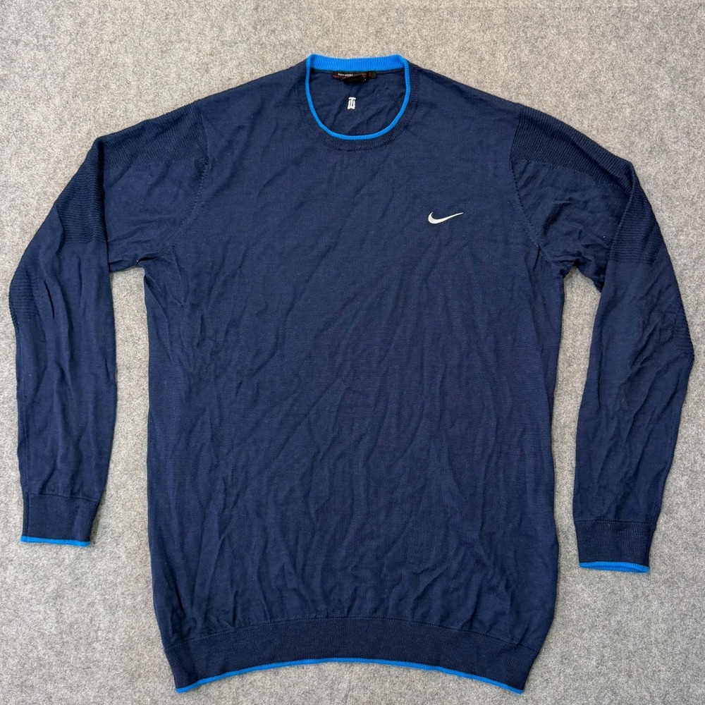 Nike Golf x Tiger Woods Navy Blue Wool Crew Neck Sweater Men's Size XXLT Tall